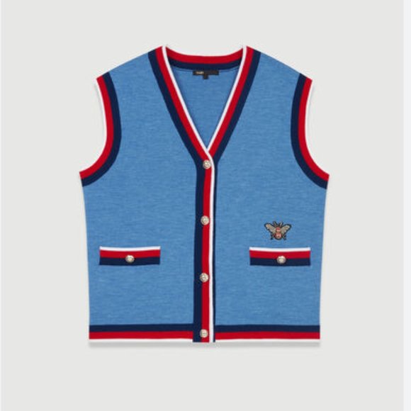 Maje Marshall Sleeveless Cardigan - Blue - Picture 2 of 3